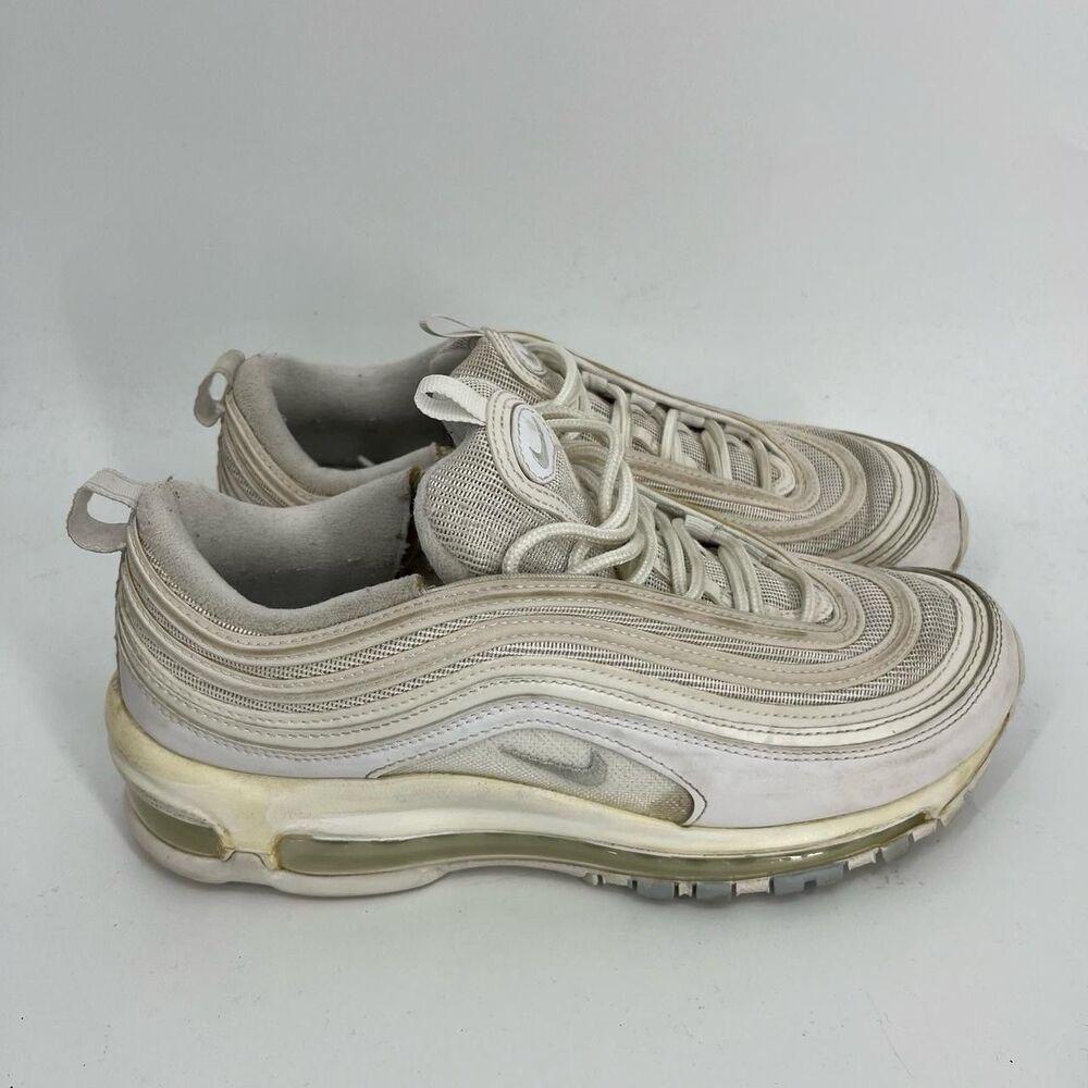 Nike Air Max 97 Shoes Size 9.5 Womens Triple White Platinum 921733-100 Sneaker